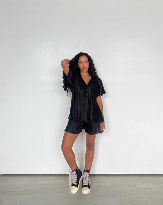 BLACK RIBBED SET